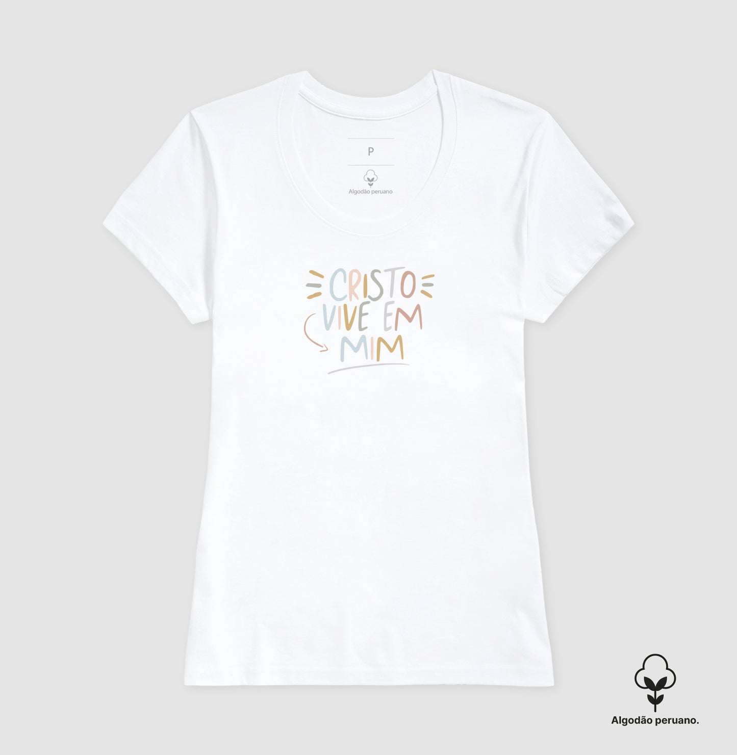 Camiseta algodão peruano Cristo Vive em Mim