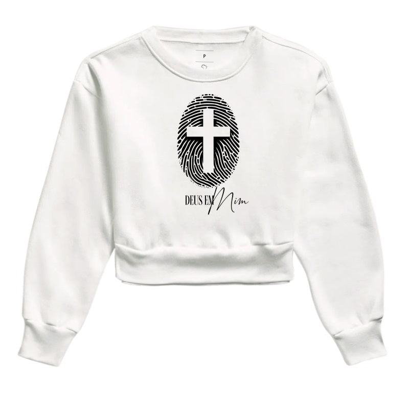 Moletom cropped Deus em Mim