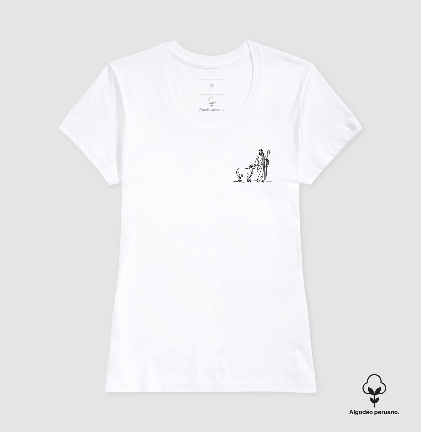 Camiseta algodão peruano Ovelha e Pastor