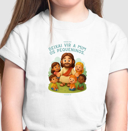 Camiseta infantil Jesus e os Pequeninos