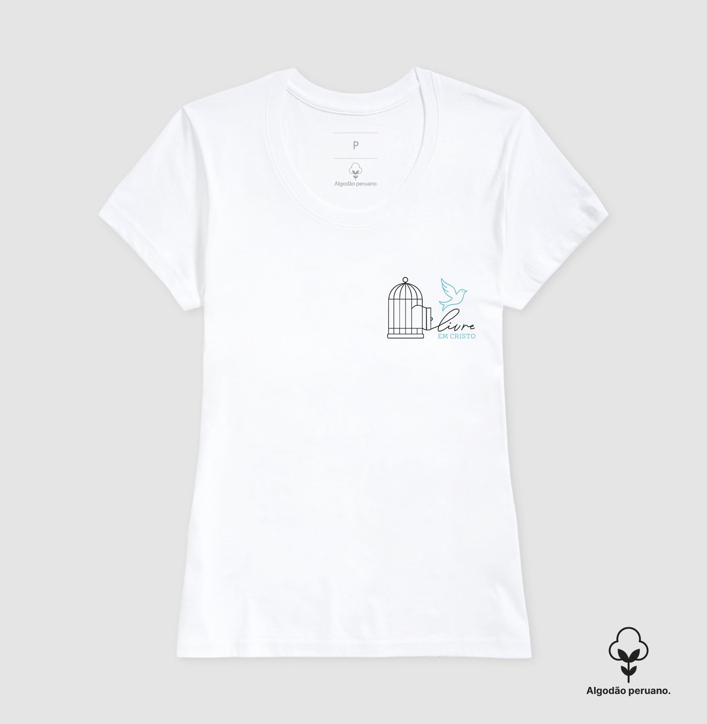 Camiseta algodão peruano Livre em Cristo