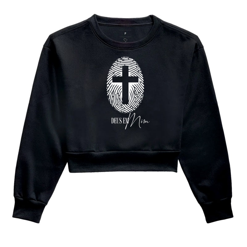 Moletom cropped Deus em Mim
