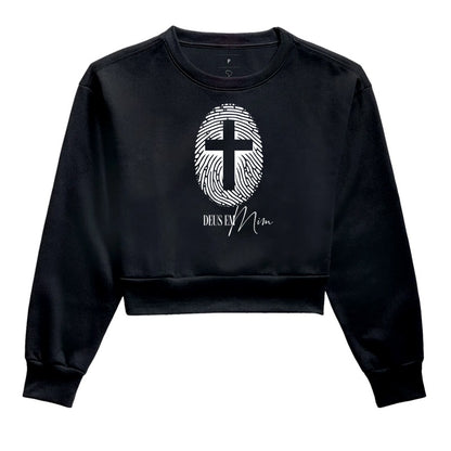 Moletom cropped Deus em Mim