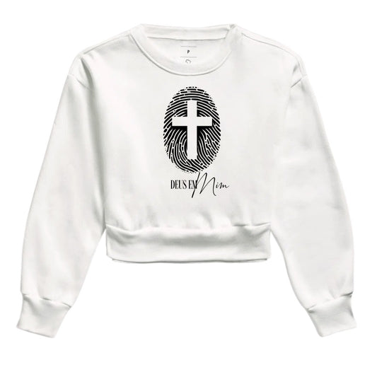 Moletom cropped Deus em Mim