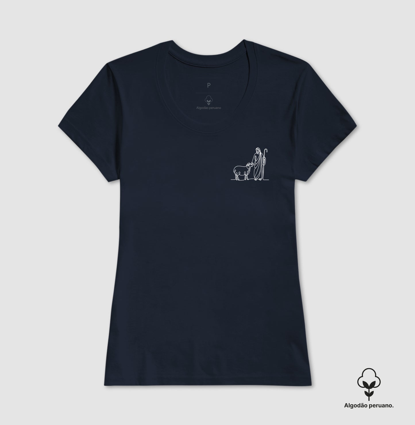 Camiseta algodão peruano Ovelha e Pastor