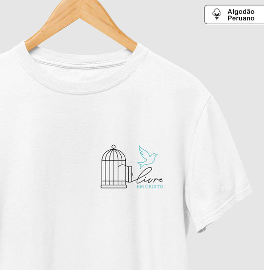 Camiseta algodão peruano Livre em Cristo