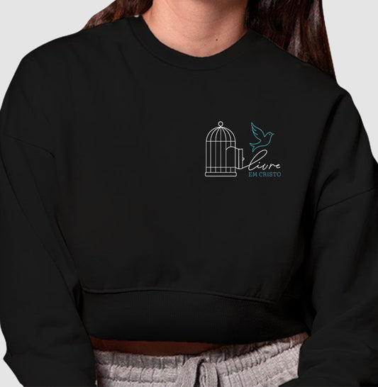 Moletom cropped Livre em Cristo